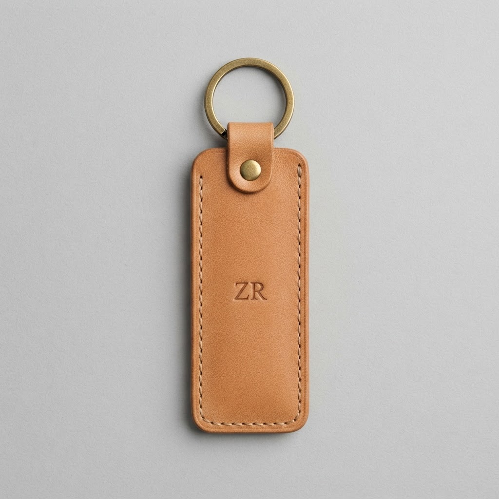 Leather Bit Keychain — back view
