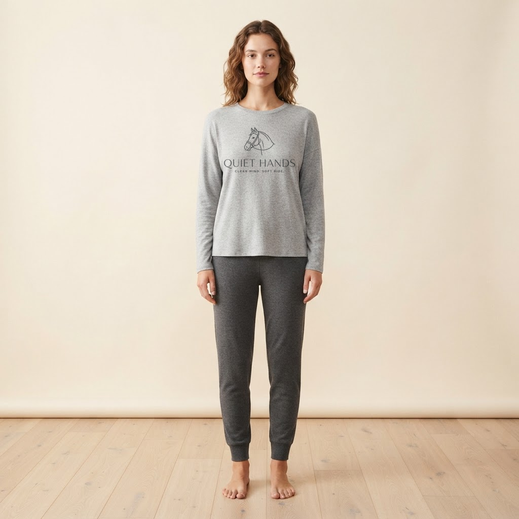 Quiet Hands Lounge Top on model